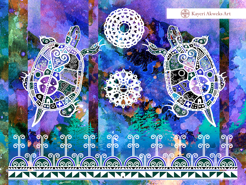 Double Eastern Painted Turtles - Fine Art Giclee Print