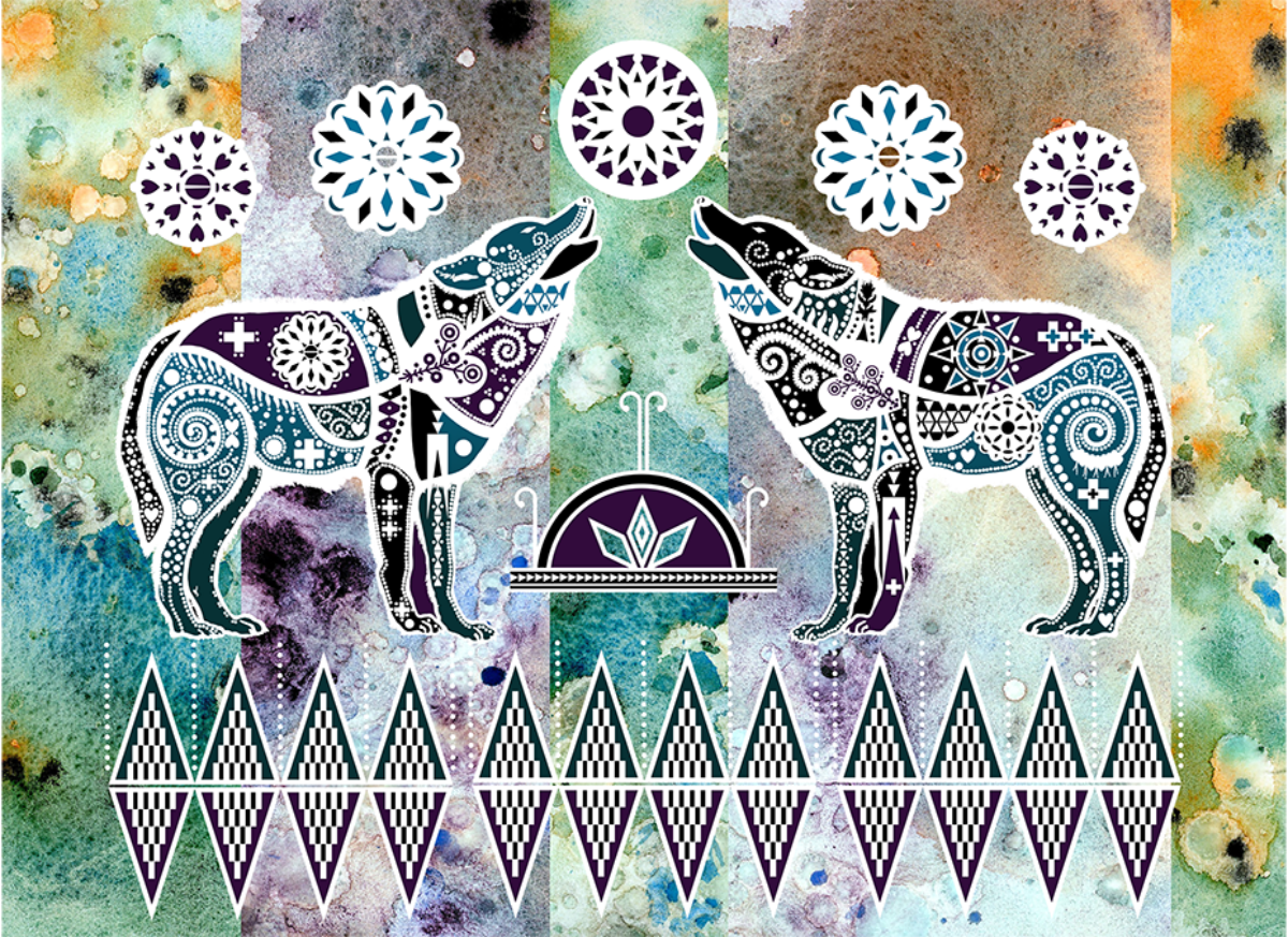 Double Eastern Wolves Singing - Fine Art Giclee Print