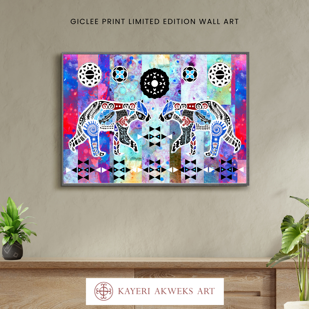 Double Black Bears After Fishing - Fine Art Giclee Print