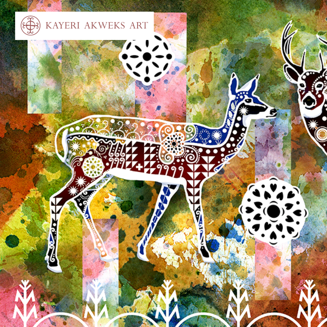 Double White Tailed Deer - Fine Art Giclee Print