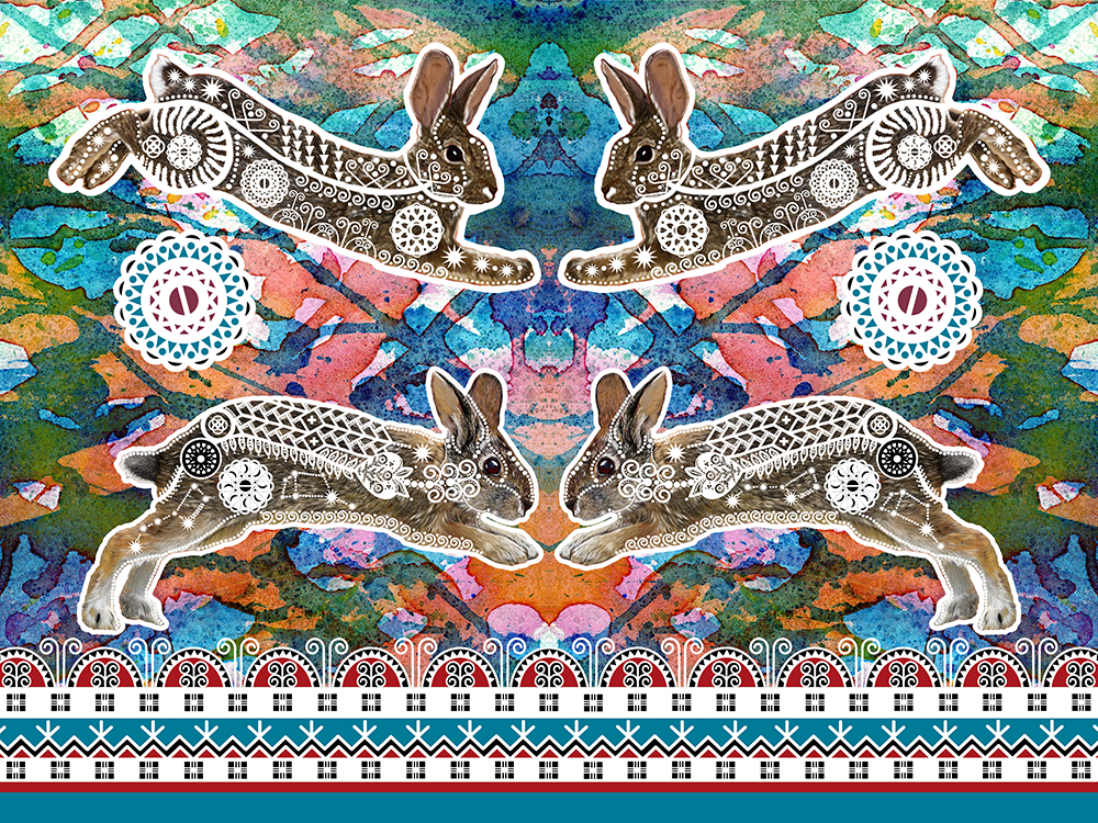 In the Thicket - Eastern Cottontail Rabbits - Fine Art Giclee Print
