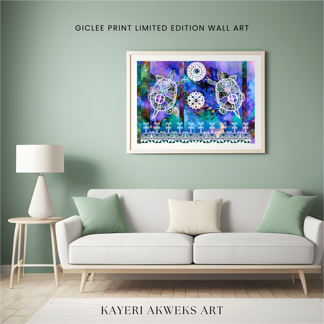 Double Eastern Painted Turtles - Fine Art Giclee Print