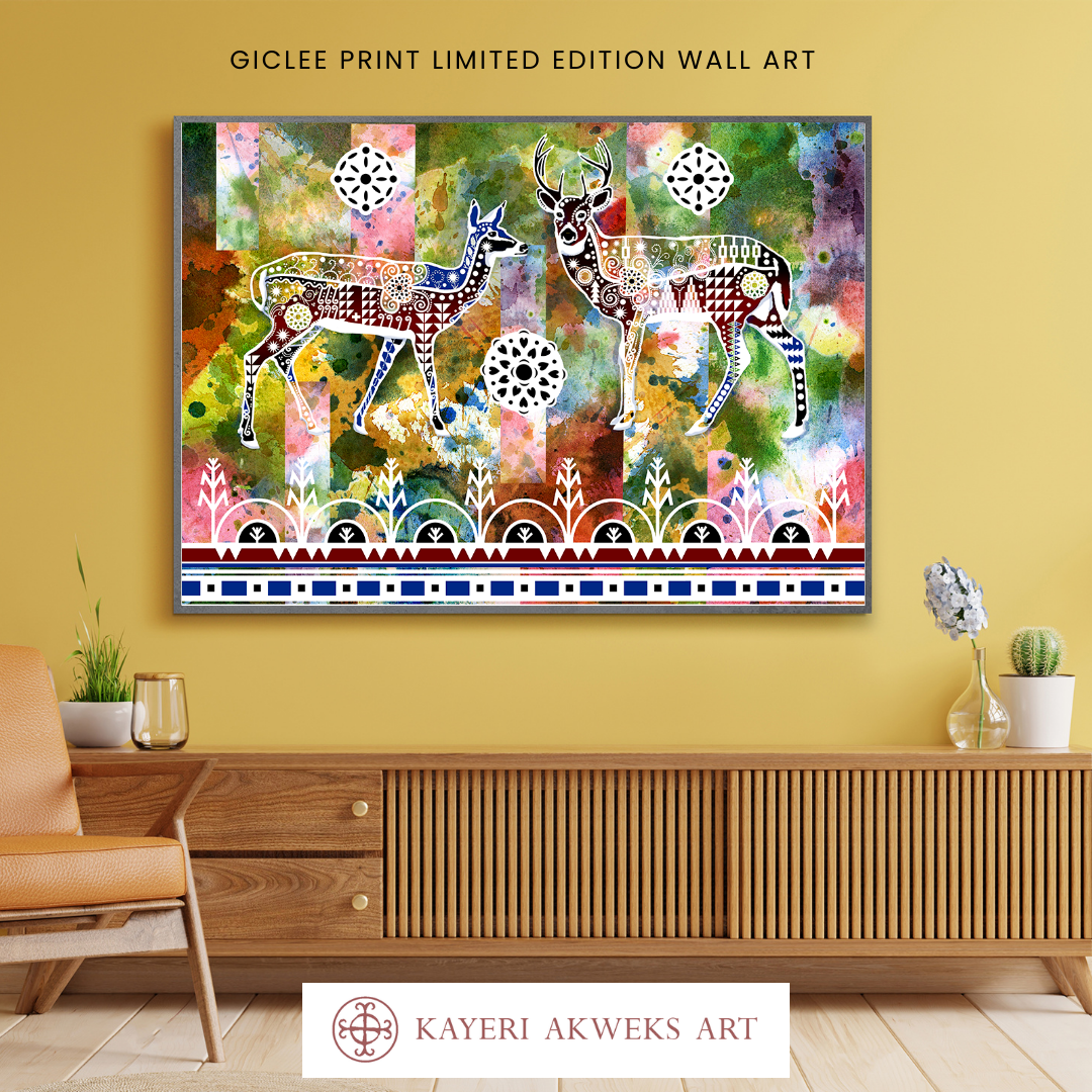 Double White Tailed Deer - Fine Art Giclee Print