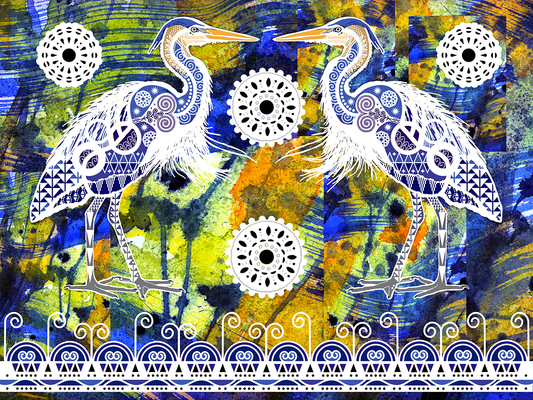 Double Great Blue Herons - Fine Art Giclee Print